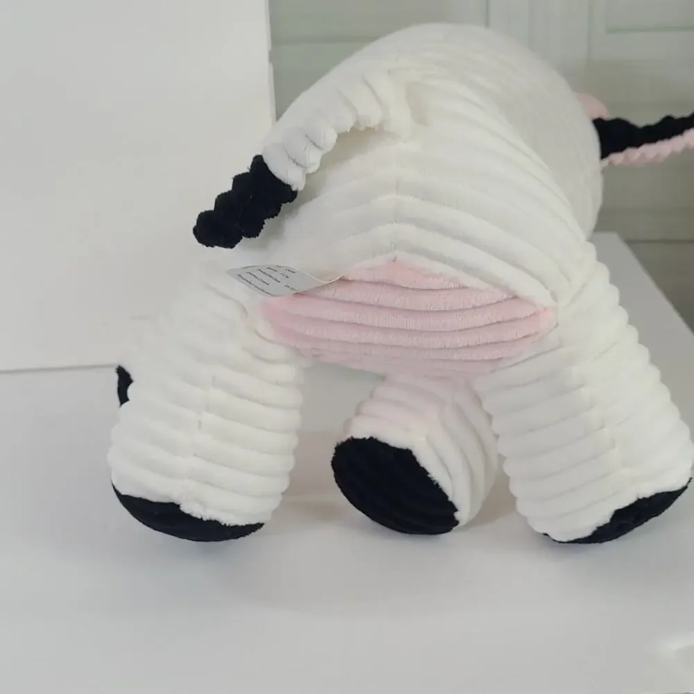 Kellytoy Cordy Stuffed Cow Toy - White, Black & Pink - 13 Inch